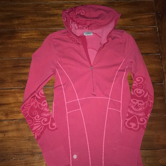 Athleta Tops - Athleta rose pink ½ zip hoodie with swirl print